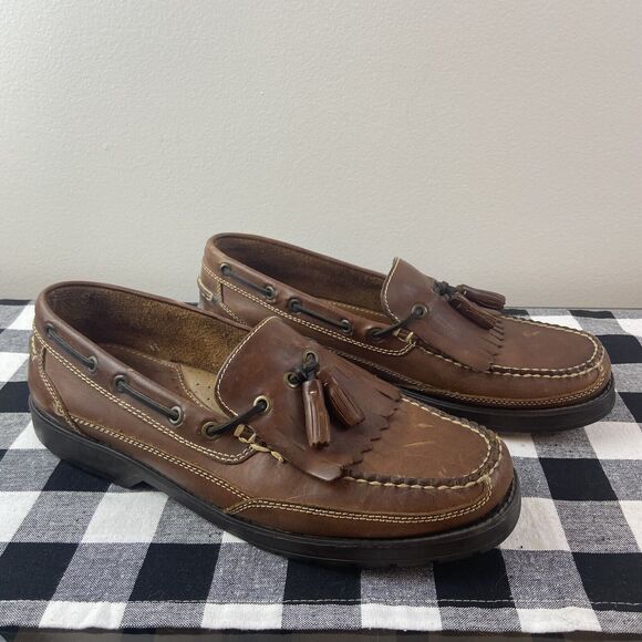 Mens Bass Flex Futures Tassle Brown Leather Slip On Shoes Size 11M - Picture 2 of 5